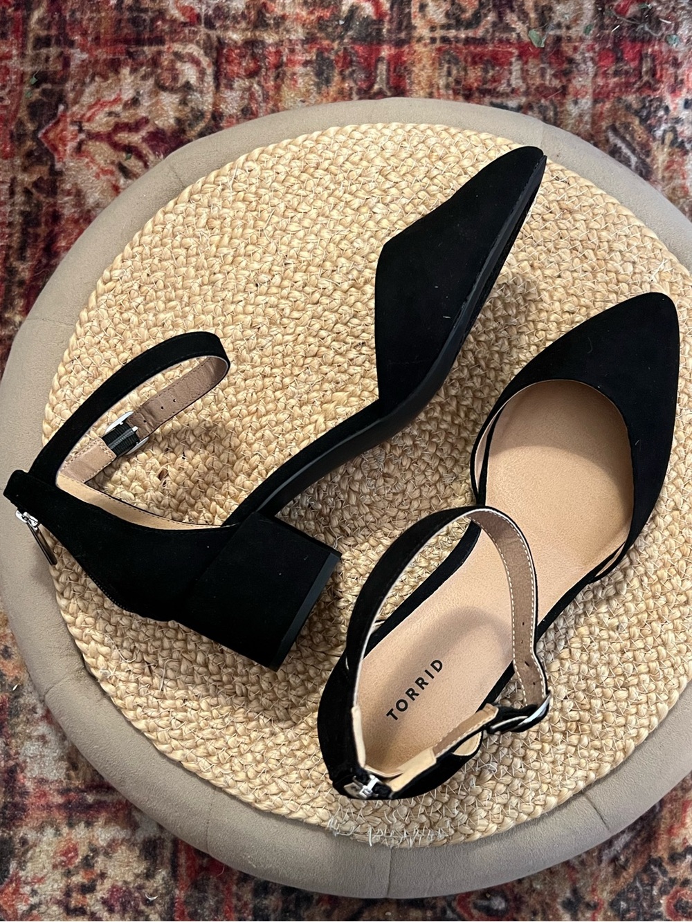 torrid Black Pointy-Toe D'Orsay Heels with Ankle Strap